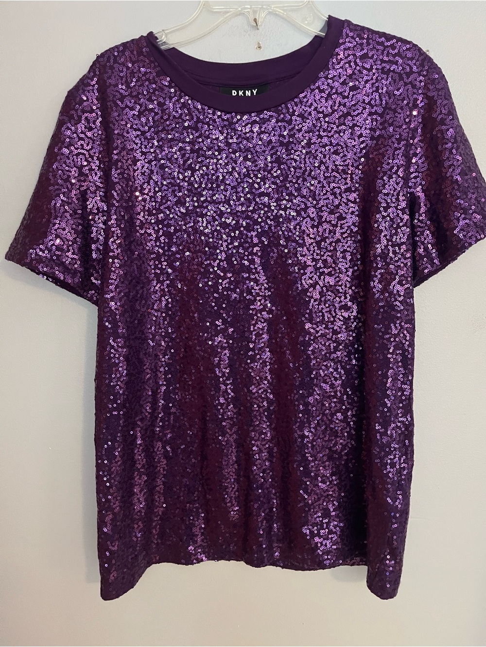 DKNY‎ Purple Sequin Short-Sleeve Tee
